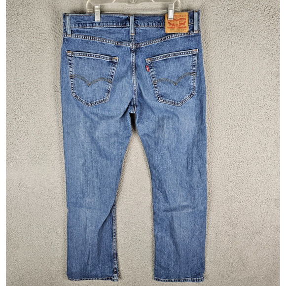 Levis 527 Jeans Mens 36x32 Blue Mid Rise Boot Cut Cowboy Denim - Picture 2 of 10